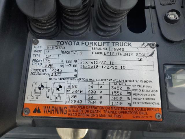 76840 - 2016 TOYOTA FORK LIFT ORANGE photo 10