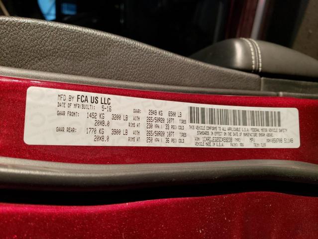 1C4RDJEG2GC459238 - 2016 DODGE DURANGO CITADEL RED photo 13