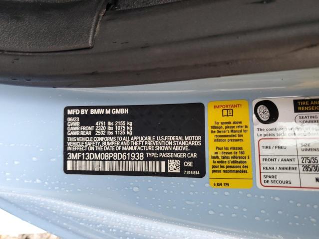 3MF13DM08P8D61938 - 2023 BMW M2 BLUE photo 12