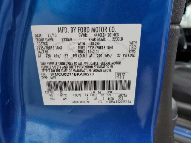 1FMCU0D71BKA86270 - 2011 FORD ESCAPE XLT BLUE photo 13