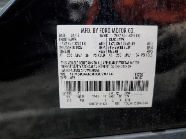 1FM5K8AR0HGC78374 - 2017 FORD EXPLORER POLICE INTERCEPTOR BLACK photo 12