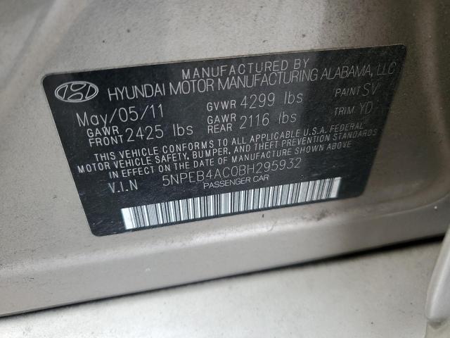 5NPEB4AC0BH295932 - 2011 HYUNDAI SONATA GLS BEIGE photo 12