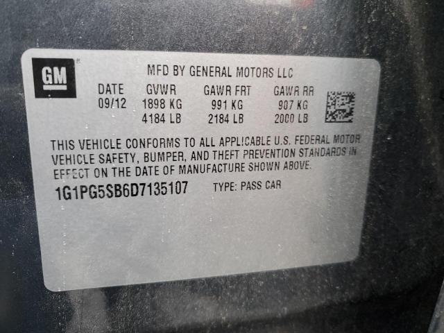 1G1PG5SB6D7135107 - 2013 CHEVROLET CRUZE LTZ CHARCOAL photo 12