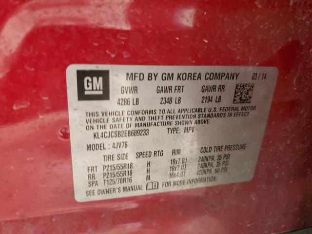 KL4CJCSB2EB689233 - 2014 BUICK ENCORE RED photo 14