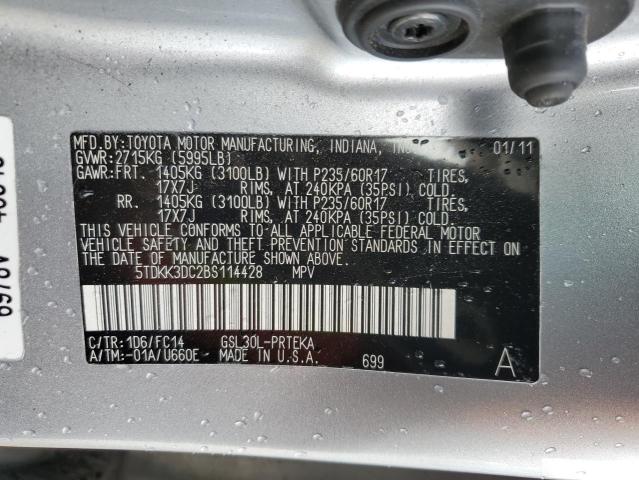 5TDKK3DC2BS114428 - 2011 TOYOTA SIENNA LE SILVER photo 13