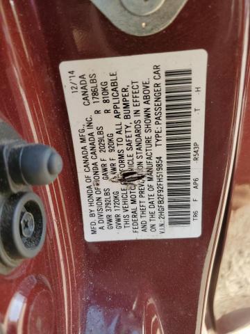 2HGFB2F92FH519854 - 2015 HONDA CIVIC EXL Qırmızı foto 12