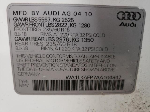 WA1LKAFP7AA104847 - 2010 AUDI Q5 PREMIUM PLUS WHITE photo 13