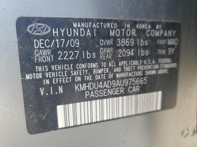 KMHDU4AD9AU975665 - 2010 HYUNDAI ELANTRA BLUE GRAY photo 12