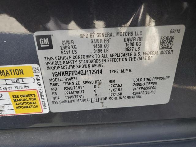 1GNKRFED4GJ172914 - 2016 CHEVROLET TRAVERSE LS GRAY photo 13