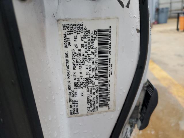 5TBRT34161S175766 - 2001 TOYOTA TUNDRA ACCESS CAB თეთრი ფოტო 12