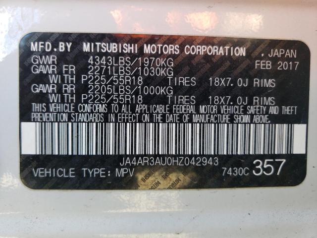 JA4AR3AU0HZ042943 - 2017 MITSUBISHI OUTLANDER ES WHITE photo 13