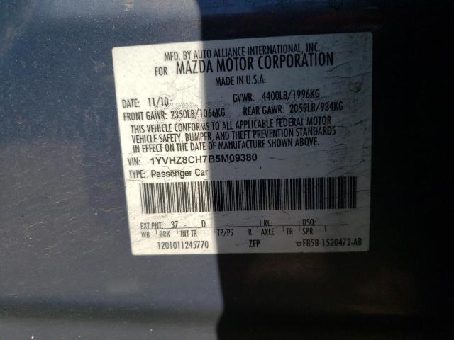 1YVHZ8CH7B5M09380 - 2011 MAZDA 6 I GRAY photo 12