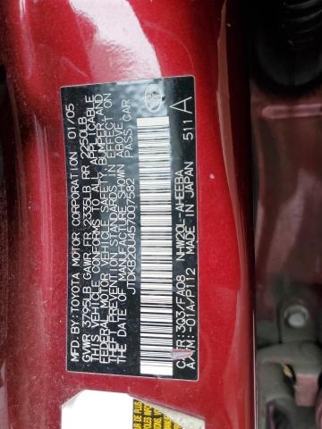 JTDKB20U457007582 - 2005 TOYOTA PRIUS BURGUNDY photo 12