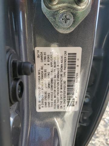 2HGFB2F93FH501282 - 2015 HONDA CIVIC EXL GRAY photo 12