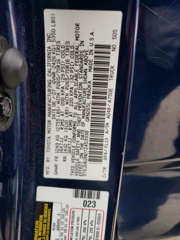 5TEJU62N07Z453338 - 2007 TOYOTA TACOMA DOUBLE CAB PRERUNNER BLUE photo 12