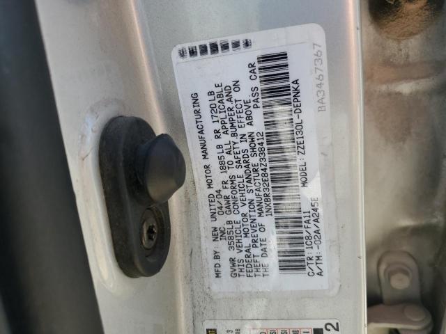 1NXBR32E84Z338412 - 2004 TOYOTA COROLLA CE SILVER photo 12