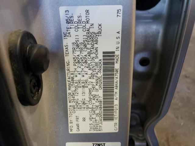 5TFJU4GN5DX046017 - 2013 TOYOTA TACOMA DOUBLE CAB PRERUNNER SILVER photo 13