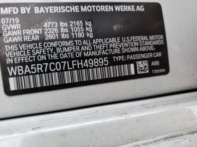 WBA5R7C07LFH49895 - 2020 BMW 330XI WHITE photo 10