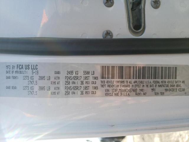 1C4PJMBX0KD457402 - 2019 JEEP CHEROKEE TRAILHAWK WHITE photo 13