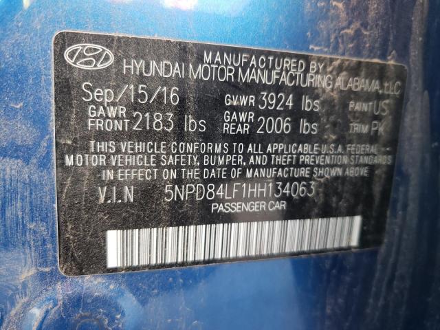 5NPD84LF1HH134063 - 2017 HYUNDAI ELANTRA SE BLUE photo 12