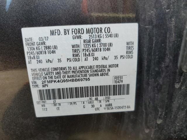 2FMPK4G95HBB69795 - 2017 FORD EDGE SE GRAY photo 13