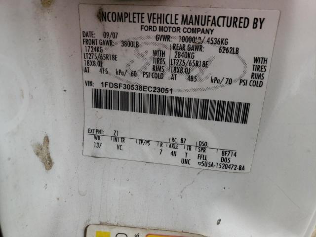 1FDSF30538EC23051 - 2008 FORD F350 SRW SUPER DUTY WHITE photo 12