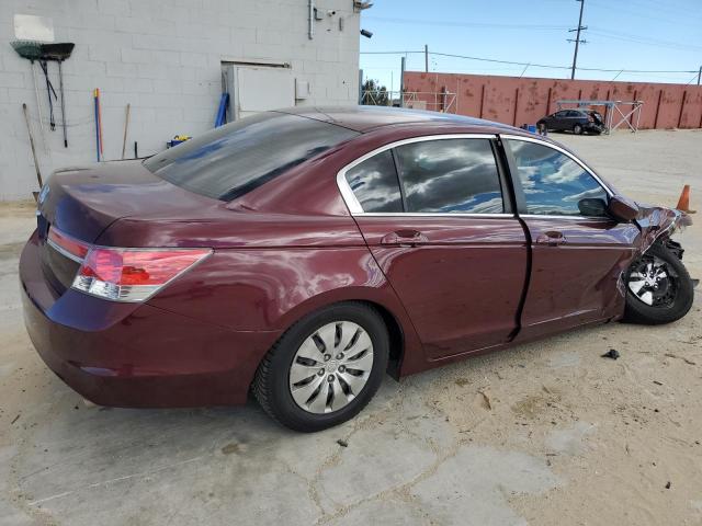 1HGCP2F38CA238457 - 2012 HONDA ACCORD LX BURGUNDY photo 3