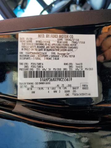 1FAHP36NX9W255659 - 2009 FORD FOCUS SES BLACK photo 12