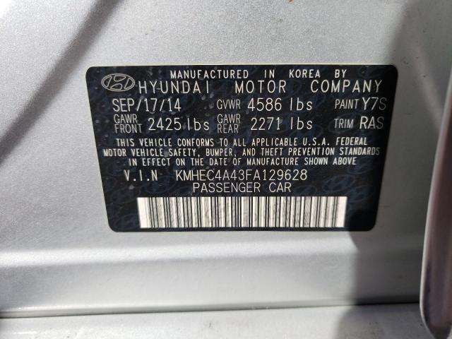 KMHEC4A43FA129628 - 2015 HYUNDAI SONATA HYBRID SILVER photo 12