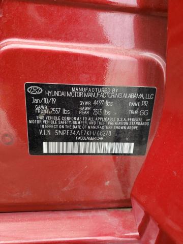 5NPE34AF7KH768278 - 2019 HYUNDAI SONATA LIMITED RED photo 13