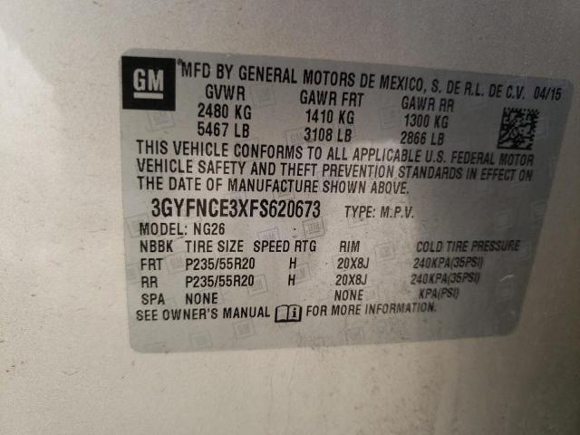 3GYFNCE3XFS620673 - 2015 CADILLAC SRX PERFORMANCE COLLECTION Алтын фото 12