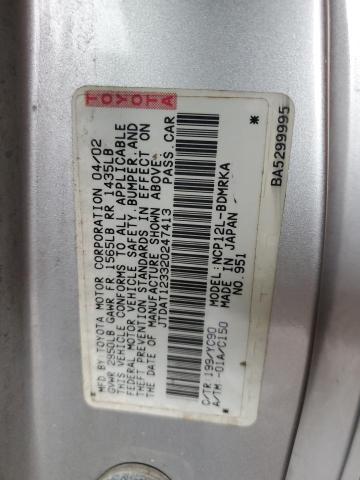 JTDAT123320247413 - 2002 TOYOTA ECHO SILVER photo 12