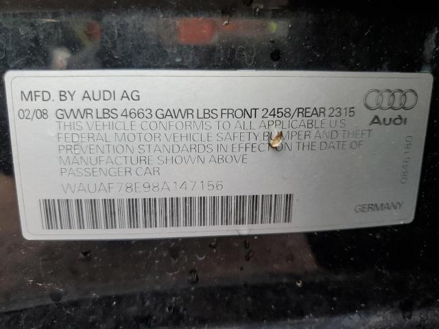 WAUAF78E98A147156 - 2008 AUDI A4 2.0T BLACK photo 12