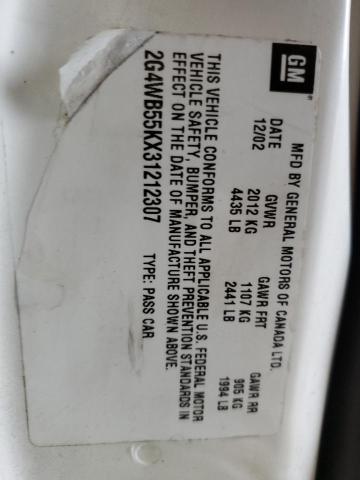 2G4WB55KX31212307 - 2003 BUICK REGAL LS 白色 照片 12