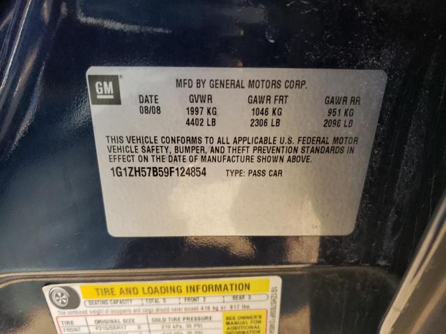 1G1ZH57B59F124854 - 2009 CHEVROLET MALIBU 1LT BLUE photo 12