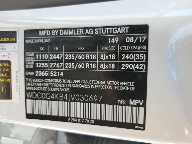 WDC0G4KB4JV030697 - 2018 MERCEDES-BENZ GLC 300 4MATIC WHITE photo 12