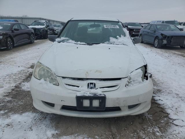 2HGES16375H567415 - 2005 HONDA CIVIC DX VP თეთრი ფოტო 5