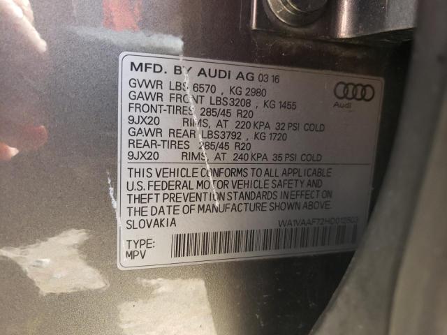 WA1VAAF72HD012503 - 2017 AUDI Q7 PRESTIGE 灰色 照片 14