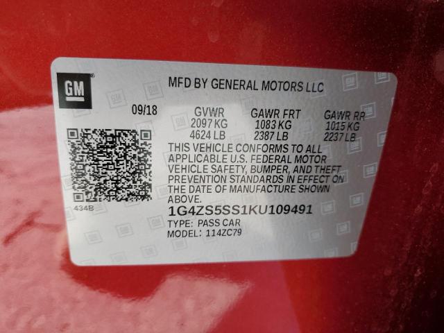 1G4ZS5SS1KU109491 - 2019 BUICK LACROSSE PREMIUM RED photo 12