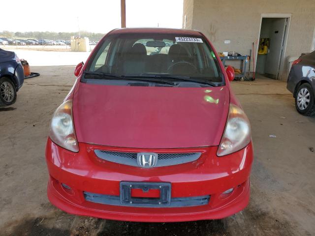 JHMGD38677S036519 - 2007 HONDA FIT S RED photo 5