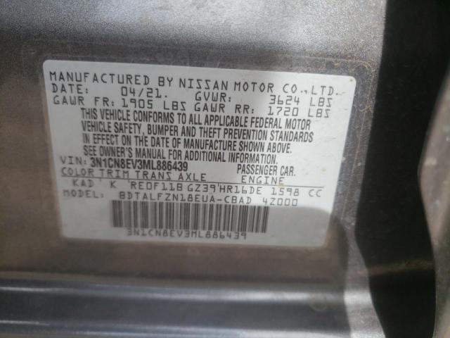 3N1CN8EV3ML886439 - 2021 NISSAN VERSA SV GRAY photo 13