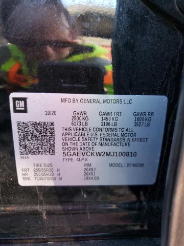 5GAEVCKW2MJ100810 - 2021 BUICK ENCLAVE AVENIR 黑色 照片 13