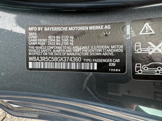 WBA3R5C58GK374360 - 2016 BMW 435 XI GRAY photo 10