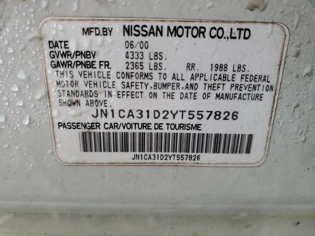 JN1CA31D2YT557826 - 2000 NISSAN MAXIMA GLE WHITE photo 12