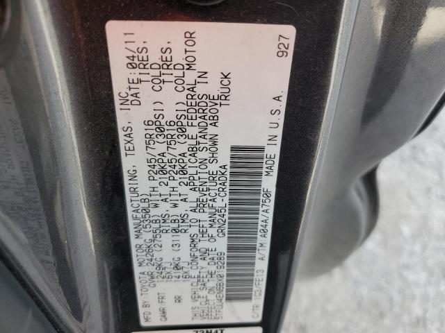 5TFUU4EN6BX019289 - 2011 TOYOTA TACOMA ACCESS CAB ნაცრისფერი ფოტო 12