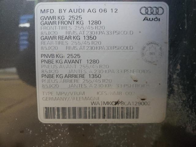 WA1MKCFP8CA129002 - 2012 AUDI Q5 PREMIUM PLUS GRAY photo 13