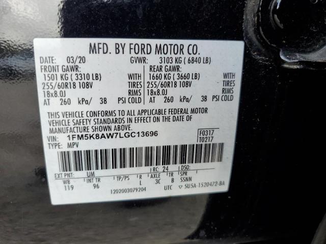 1FM5K8AW7LGC13696 - 2020 FORD 1220 POLICE INTERCEPTOR Qara foto 13