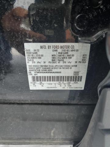 1FM5K8AWXNNA09800 - 2022 FORD EXPLORER POLICE INTERCEPTOR Qara foto 14