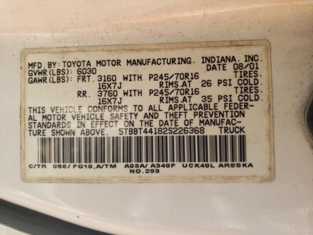 5TBBT44182S226368 - 2002 TOYOTA TUNDRA ACCESS CAB 白色 照片 13
