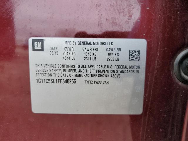 1G11C5SL1FF346265 - 2015 CHEVROLET MALIBU 1LT ბურგუნდია ფოტო 12